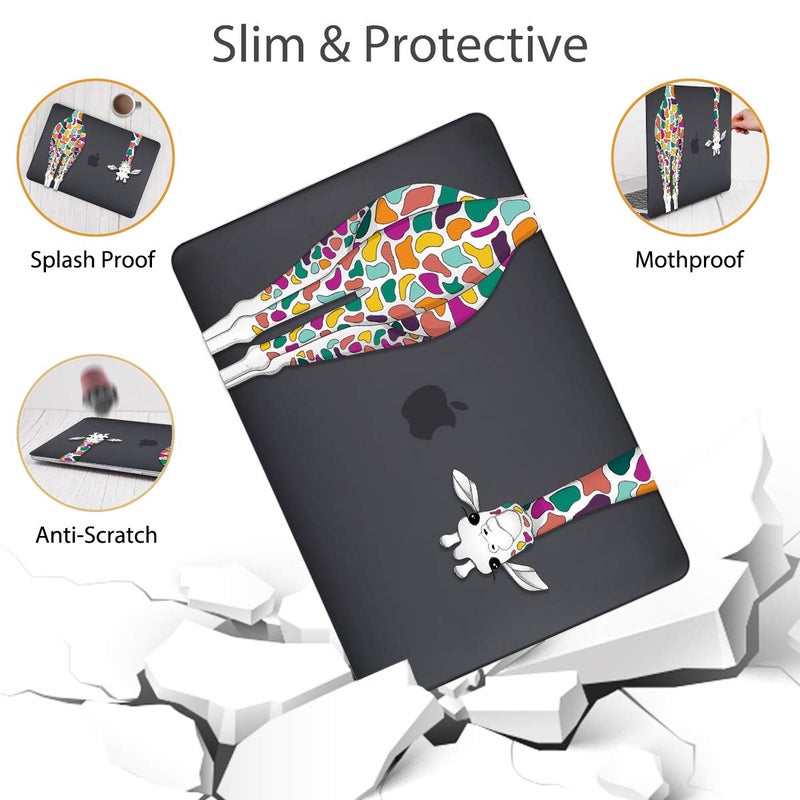 Mektron for MacBook Air 13 Case A1466/A1369 (2010-2017 Release), Snap-on Plastic Hard Shell Cover for MacBook Air 13.3 inch with Keyboard Cover,Colorful Giraffe Black - Image 5